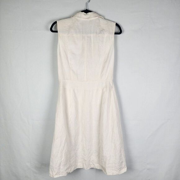 Brooks Brothers Irish Linen Cream Sleeveless Dress Size 6 Quiet Luxury Coastal - Picture 2 of 7